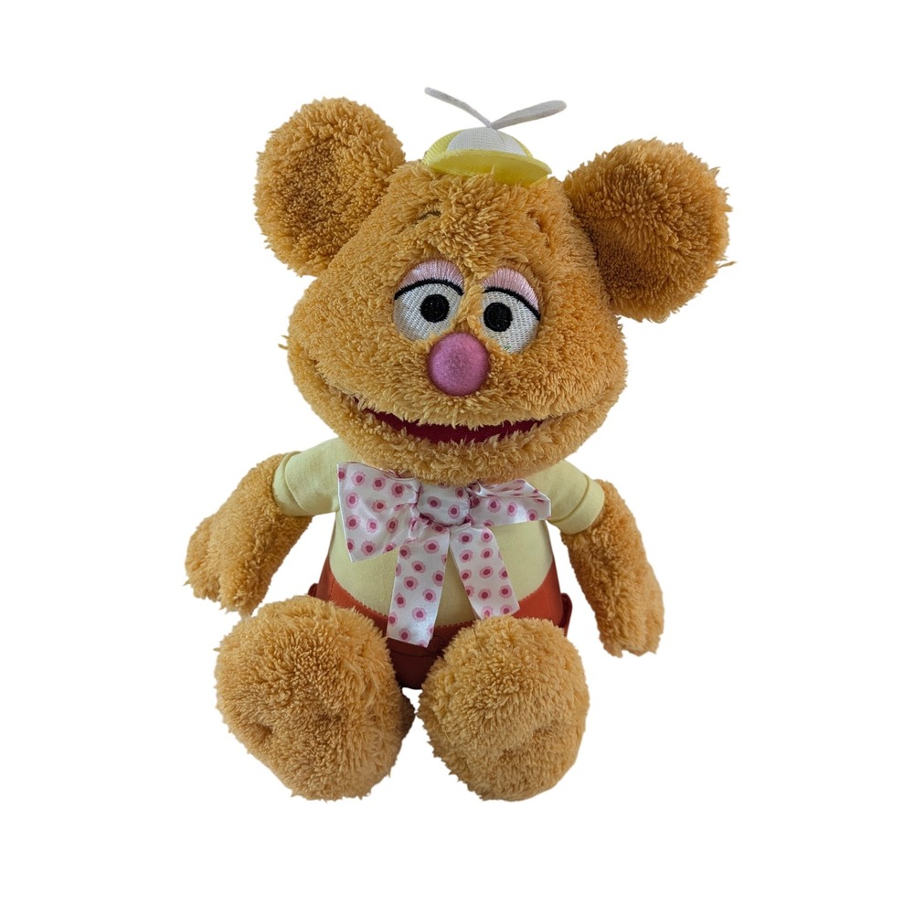 Disney Muppet Babies Fozzie Bear Plush Stuffed Animal Propeller Hat Bow Tie 8"‎